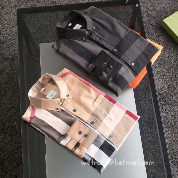 Luxury Mens Shirts Burberry Cotton Check Shirt 1609