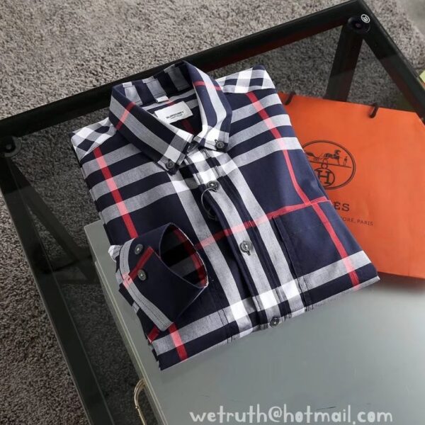 Designer Mens Clothes Burberry Cotton Check Shirt E2803