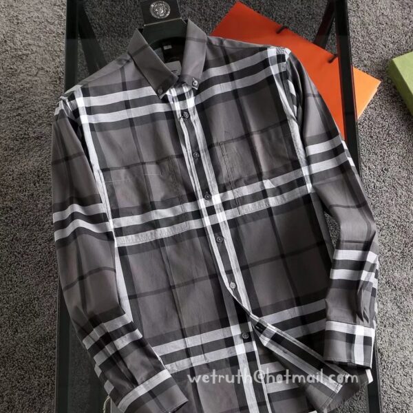 Designer Mens Clothes Burberry Cotton Check Shirt E2804