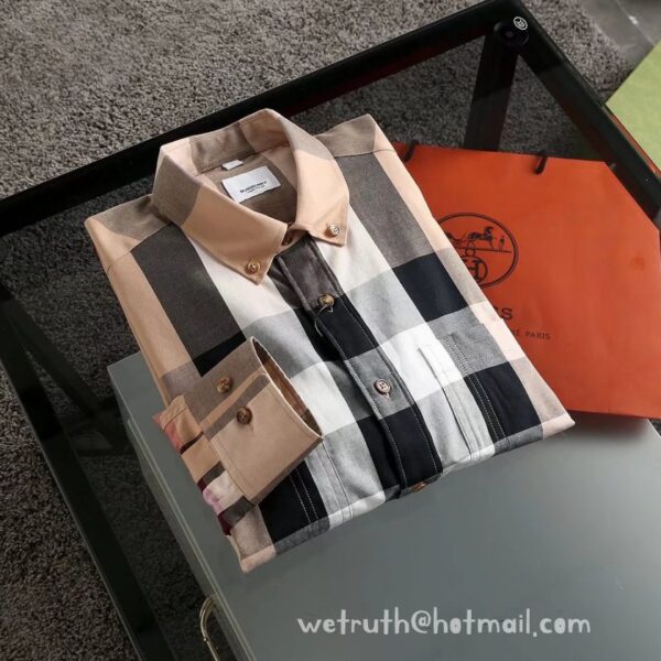 Designer Mens Clothes Burberry Cotton Check Shirt E2805