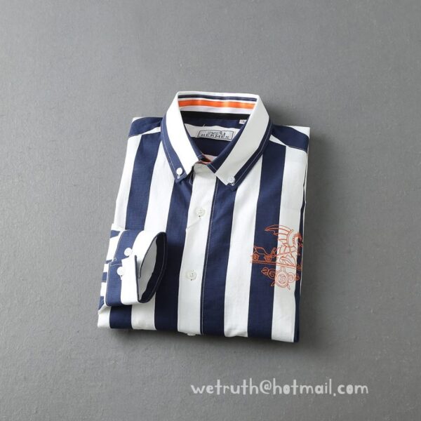 Designer Mens Clothes Hermes Cotton Check Shirt E2808