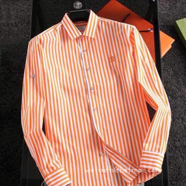 Hermes Mens Clothes Cotton Check Shirt 1613