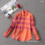 Designer Woman Clothes Burberry Woman Check Cotton Shirt S8212