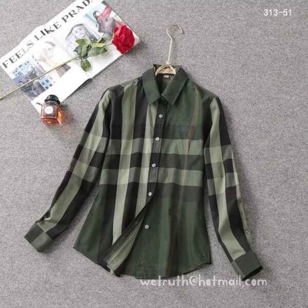 Designer Woman Clothes Burberry Woman Check Cotton Shirt S8210