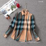 Designer Woman Clothes Burberry Woman Check Cotton Shirt S8209