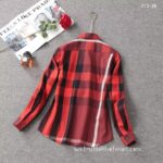 Designer Woman Clothes Burberry Woman Check Cotton Shirt S8208 - Image 5