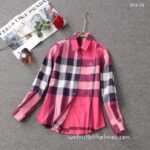 Designer Woman Clothes Burberry Woman Check Cotton Shirt S8207