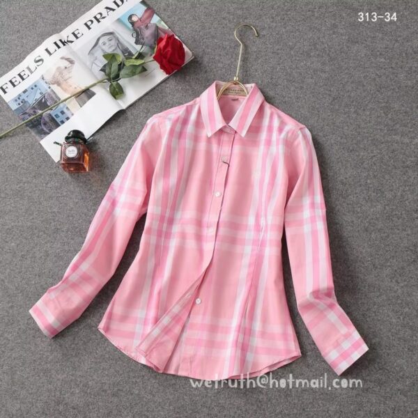 Designer Woman Clothes Burberry Woman Check Cotton Shirt S8205