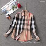 Designer Woman Clothes Burberry Woman Check Cotton Shirt S8204