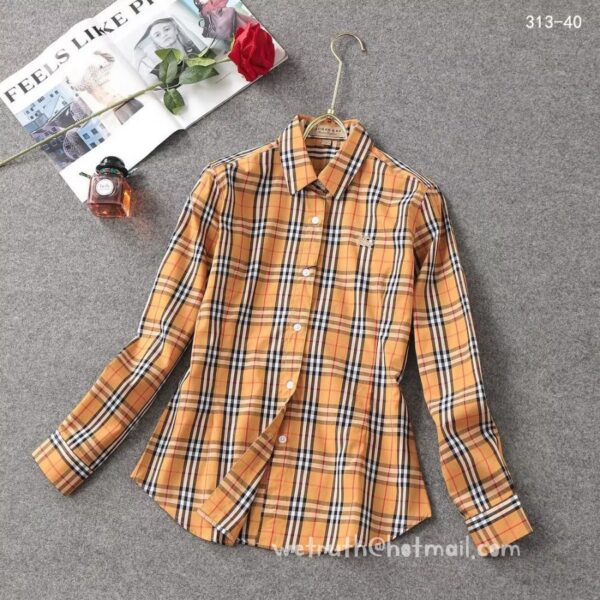 Designer Woman Clothes Burberry Woman Check Cotton Shirt S8202