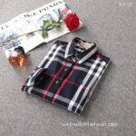 Designer Woman Clothes Burberry Woman Check Cotton Shirt S8201 - Image 4